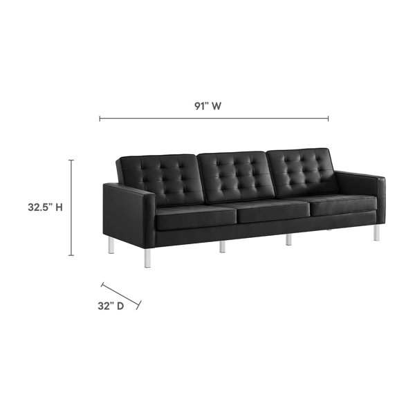 Loft Tufted Vegan Leather Armchair and Ottoman Set